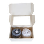 Cupcake Duo Ecru: 1x romper grijsblauw, 1x romper wit en 1 paar witte sokken