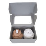 Cupcake Duo Grijs: 1x romper zand, 1x romper wit en 1 paar witte sokken