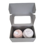 Cupcake Duo Grijs: 1x romper roze, 1x romper wit en 1 paar witte sokken