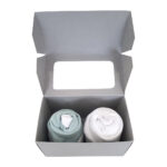 Cupcake Duo Grijs: 1x romper stonegreen, 1x romper wit en 1 paar witte sokken