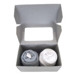 Cupcake Duo Grijs: 1x romper grijsblauw, 1x romper wit en 1 paar witte sokken