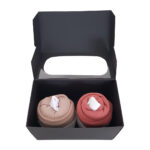 Cupcake Duo Zwart: 1x romper roze, 1x romper koper en 1 paar witte sokken