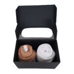 Cupcake Duo Zwart: 1x romper zand, 1x romper wit en 1 paar witte sokken