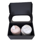 Cupcake Duo Zwart: 1x romper roze, 1x romper wit en 1 paar witte sokken