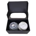 Cupcake Duo Zwart: 1x romper grijsblauw, 1x romper wit en 1 paar witte sokken