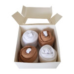 Cupcake kwartet ecru: 2x romper zand, 2x romper wit en 2 paar witte sokken