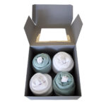 Cupcake kwartet grijs: 2x romper stonegreen, 2x romper wit en 2 paar witte sokken