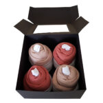 Cupcake kwartet zwart: 2x romper pinkstone, 2x romper koper en 2 paar witte sokken