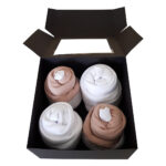 Cupcake kwartet zwart: 2x romper pinkstone, 2x romper wit en 2 paar witte sokken